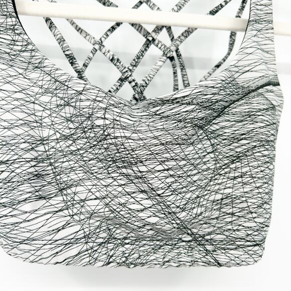 Onzie Flow Womens Active Fitness Scribble Print Strappy Sports Bra Sz M/L Gray - Picture 2 of 6